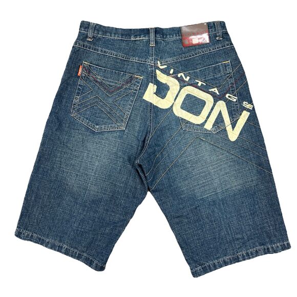Vintage Don Blue Denim Shorts Men’s Embroidered Baggy Y2K Size 34 - Picture 1 of 9